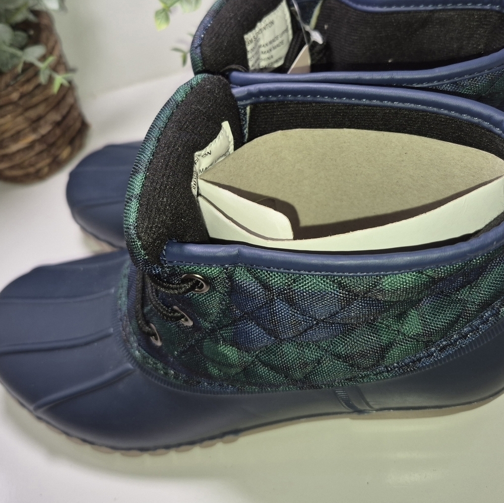 NWT Womens Rain Boots St. John's Bay Denton Flat Heel Green Blue Duck boot sz 8 - Picture 5 of 6